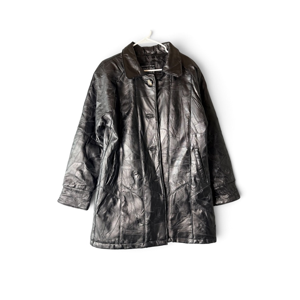 MAXAM Italian Mosaic Top Grain Lambskin Leather Patchwork Car Coat Mens Medium